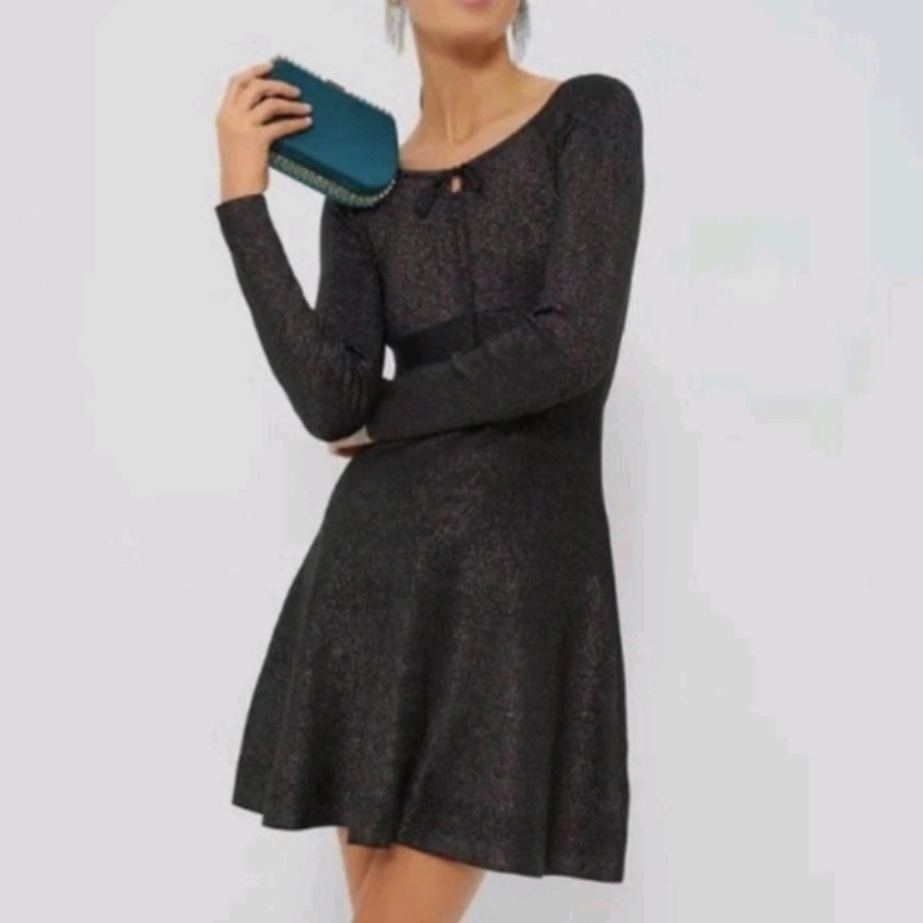 Tuckernuck Hyacinth House Black Metallic Selena Knit Mini Dress Nwt Size X-Large
